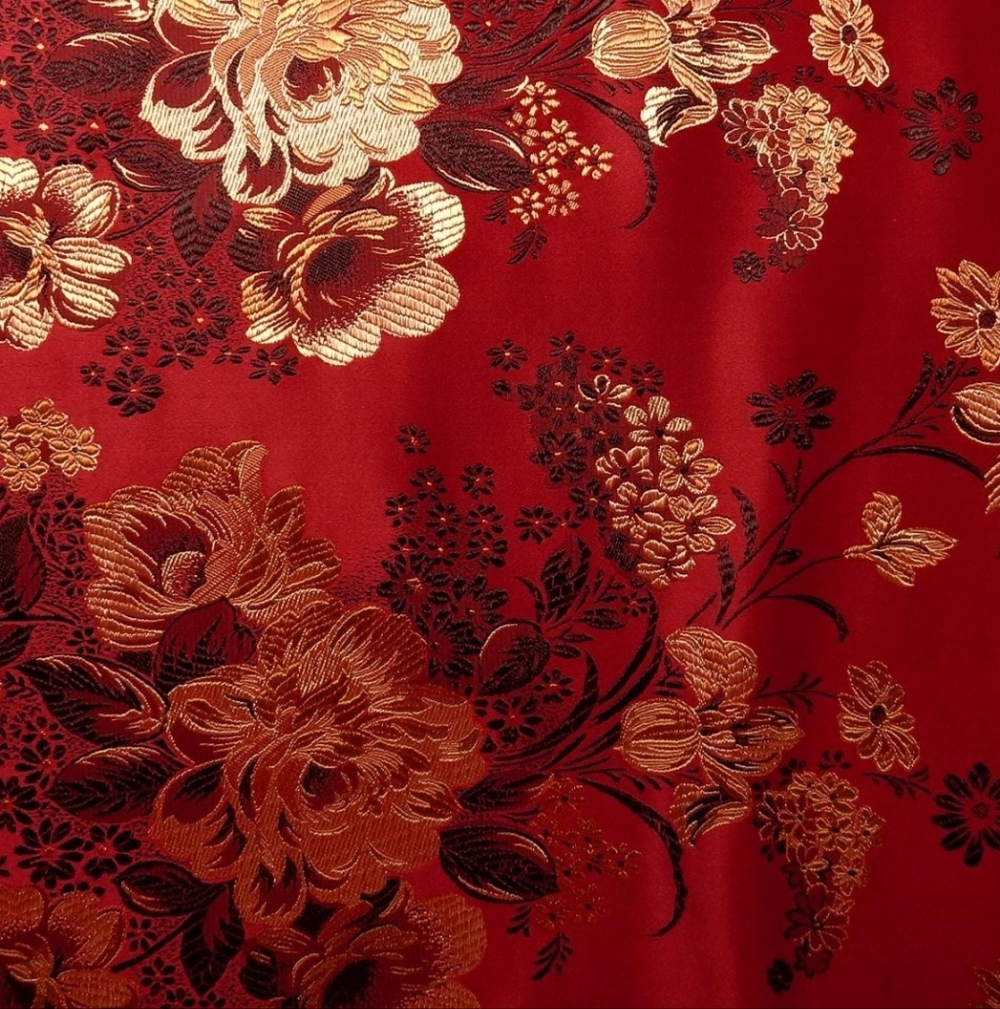 Red and Gold Floral Fabric